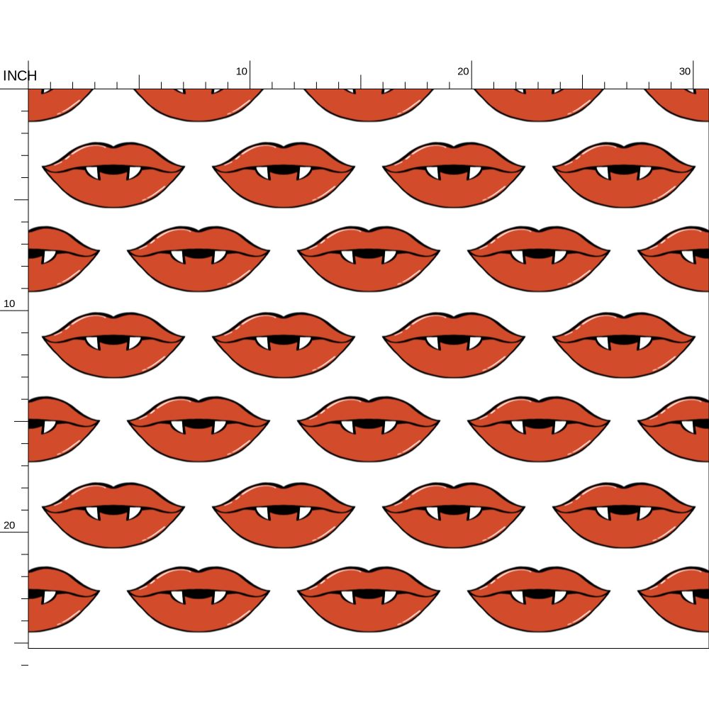 Red Vampire Lips Fabric Printing