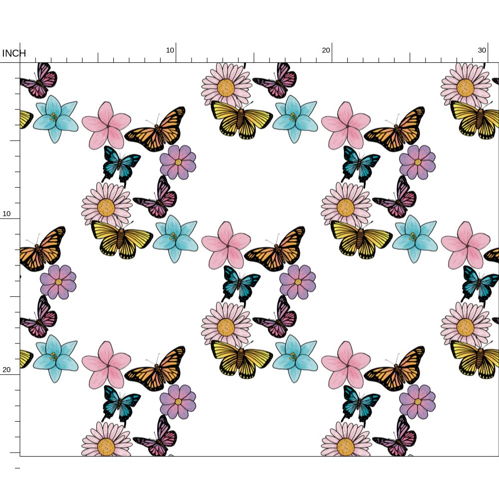 Colorful Butterflies Fabric Printing