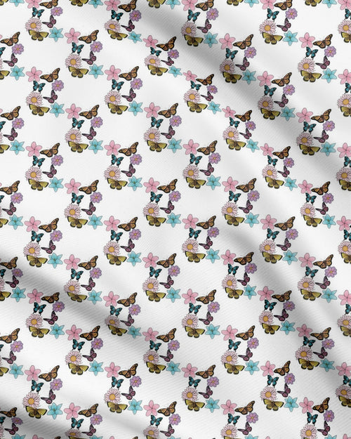 Colorful Butterflies Fabric Printing