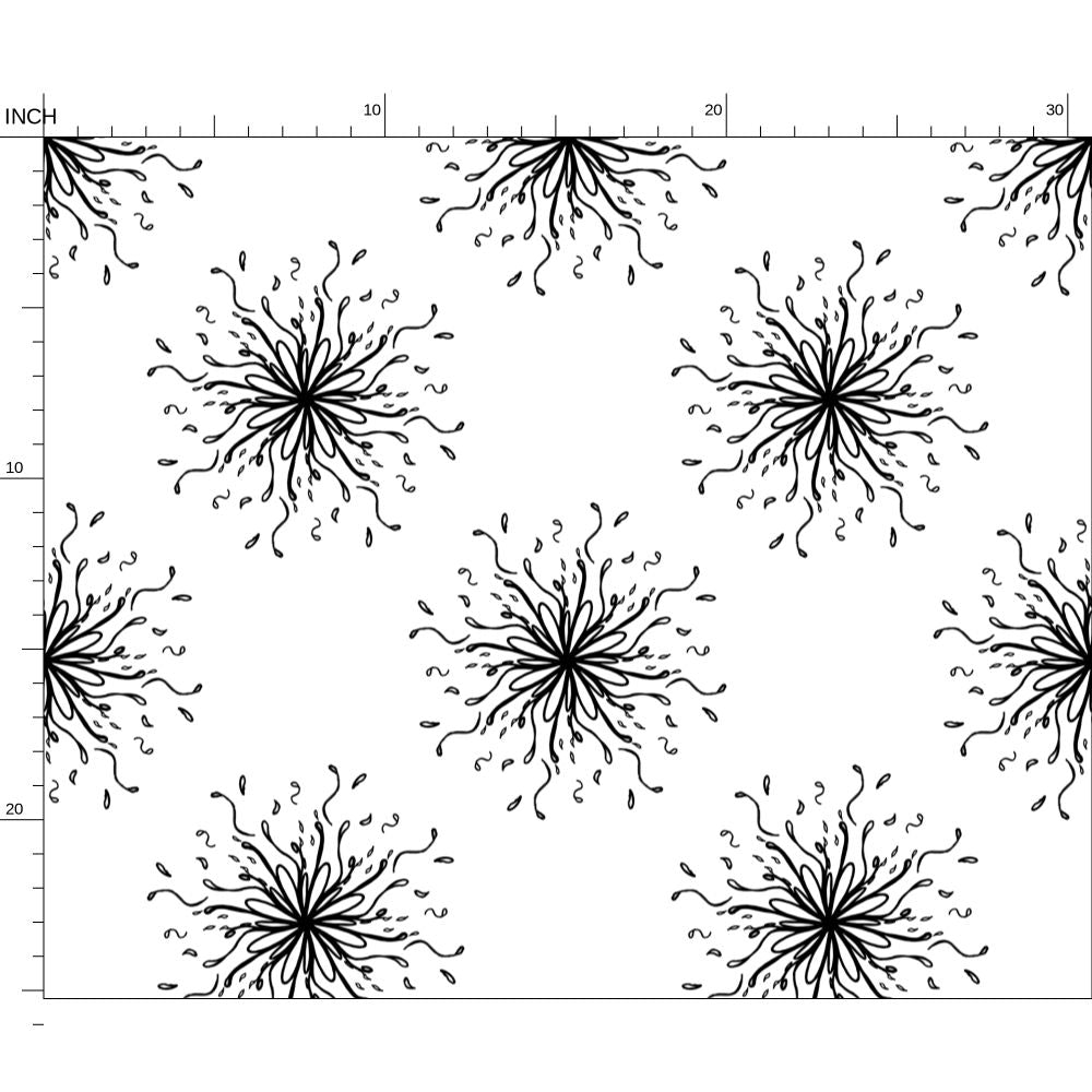 Inky Geometric Floral Fabric Printing