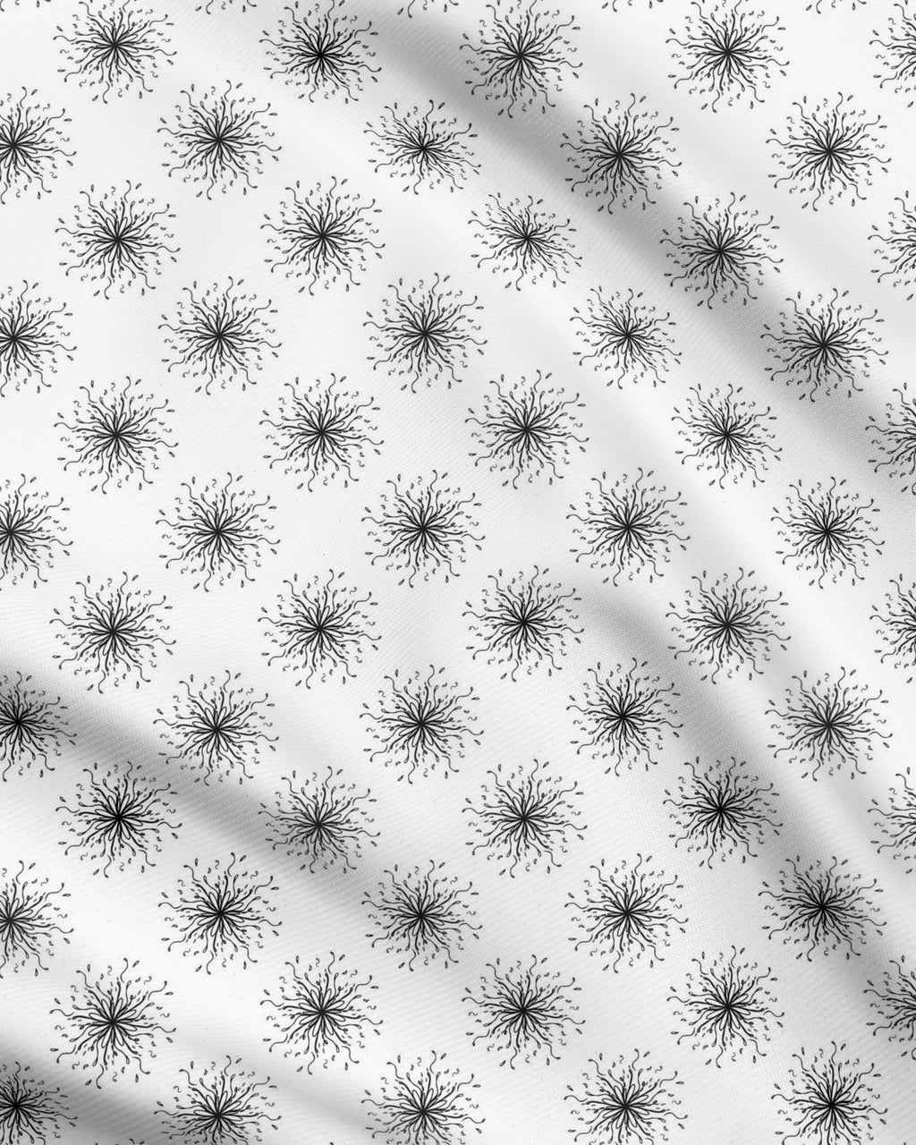 Inky Geometric Floral Fabric Printing