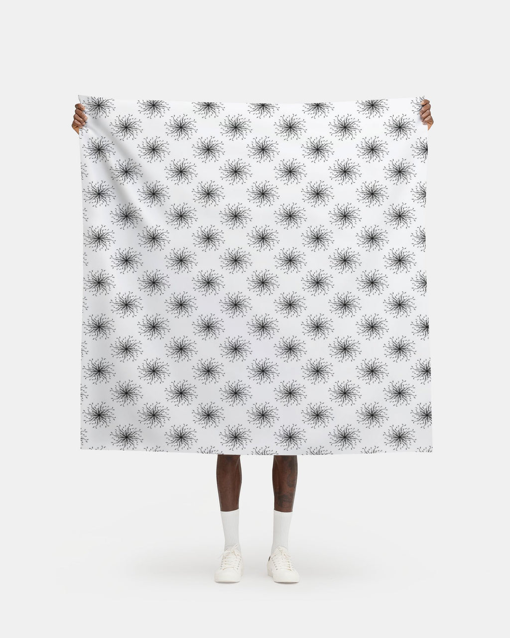 Inky Geometric Floral Fabric Printing