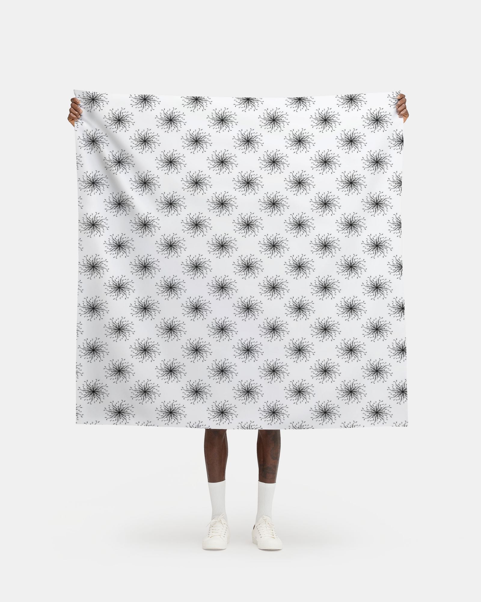 Inky Geometric Floral Fabric Printing
