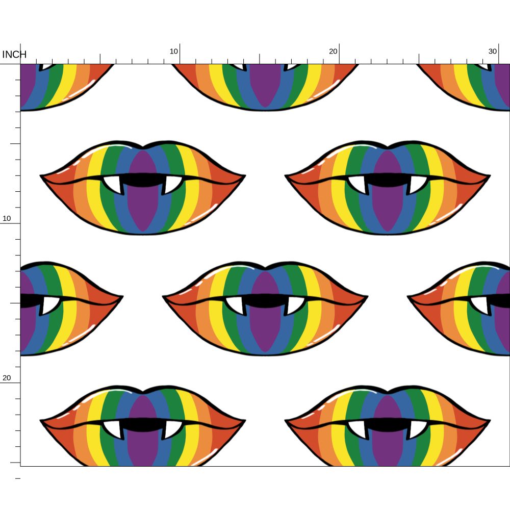 Rainbow Vampire Lips Fabric Printing