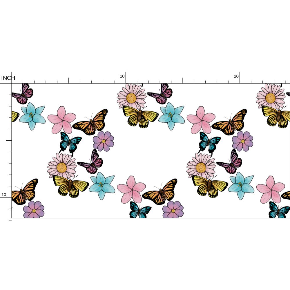 Butterflies and Flowers Repeat Pattern Wallpaper