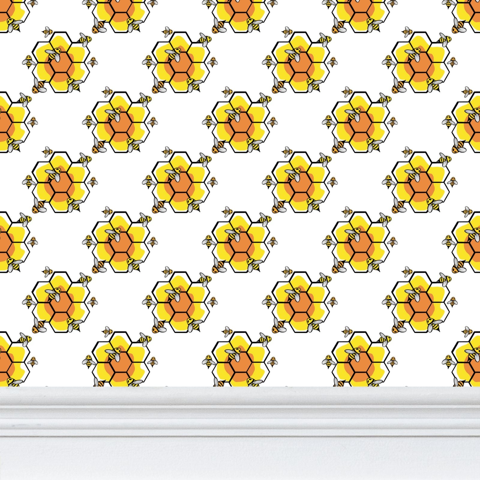 Honey Bee Repeat Pattern Wallpaper