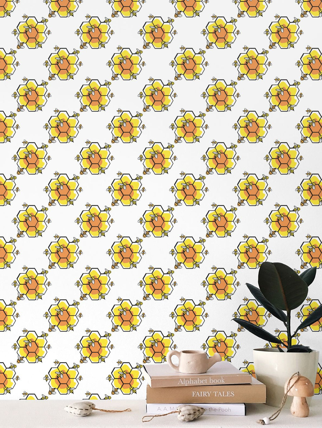 Honey Bee Repeat Pattern Wallpaper