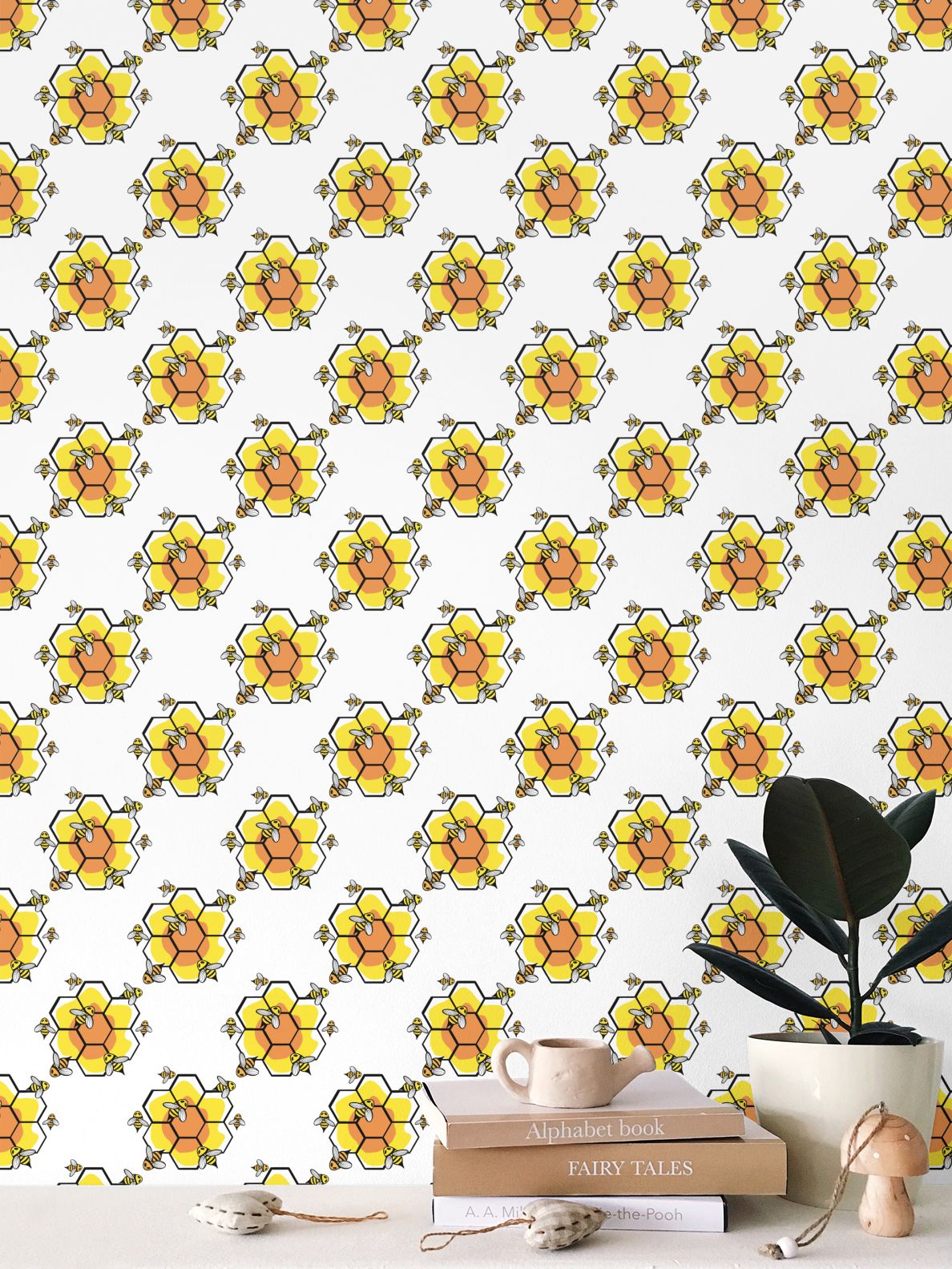 Honey Bee Repeat Pattern Wallpaper